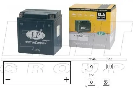 12V,30Ah,д. 166, ш. 126, в. 173, залитий, вага 9,8 кг CCA 385 LP BATTERY MB YTX30L