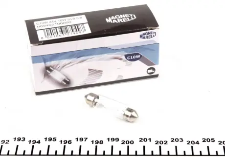 Автолампа C10W 24V 10W SV8.5-8 Standard (L=38/d=10.5) (C10W 24V) MAGNETI MARELLI 009462100000