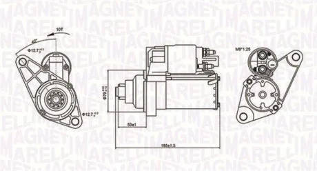 Стартер VW Golf V/VI 1.4/1.6 FSI 03-13 (1kw) (z=10) MAGNETI MARELLI 063721330010