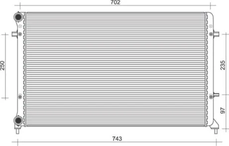 Радіатор двигуна AUDI A3 SEAT ALTEA, ALTEA XL, LEON, TOLEDO III SKODA OCTAVIA I, OCTAVIA II VW CADDY III, CADDY IV, EOS, GOLF PLUS V, GOLF V, GOLF VI, JETTA III, JETTA IV 1.4-2.5 08.00-09.20 MAGNETI MARELLI 350213853000