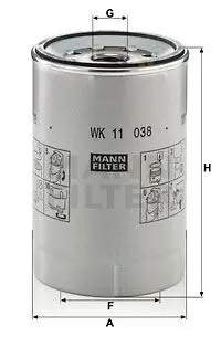 Паливний фільтр VOLVO 8700, 8900, 9500, B5, B6, B7, B8, FE, FE II, FH, FH16, FL II, FL III, FM, FM II, FMX D13A400-D9B380 01.91- WK 11 038 Z MANN WK11038z (фото 1)
