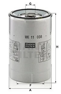 Паливний фільтр VOLVO 8700, 8900, 9500, B5, B6, B7, B8, FE, FE II, FH, FH16, FL II, FL III, FM, FM II, FMX D13A400-D9B380 01.91- WK 11 038 Z MANN WK11038z