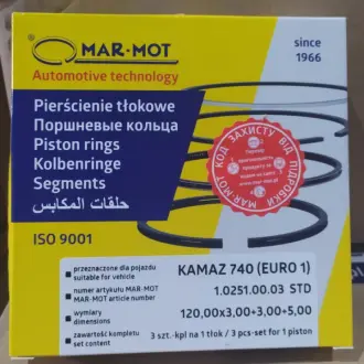 Кольца поршневые КАМАЗ П/К MAR-MOT (выр-во Польша) Mar-Mot 740.1000106