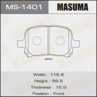 Колодки гальмівні передн Toyota Camry (-01) (MS-1401) MASUMA MS1401