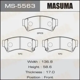 Колодки гальмівні передн Mazda 6 (07-12) (MS-5563) MASUMA MS5563