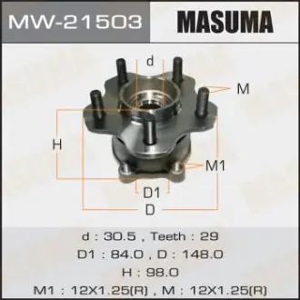 Маточина колеса заднього у зборі з підшипником Nissan Murano (04-08), Teana (03-13) (с ABS) (MW-21503) MASUMA MW21503