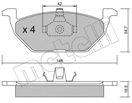 Тормозные колодки (передние) Audi A3/Seat Toledo 96-04/Skoda Octavia 96-07/VW Golf 97-05/Polo 02- Metelli 22-0211-0