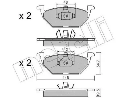Колодки гальмівні (передні) Audi A3/Seat Toledo 96-04/Skoda Octavia 96-07/VW Golf 97-05/Polo 02- Metelli 22-0211-1