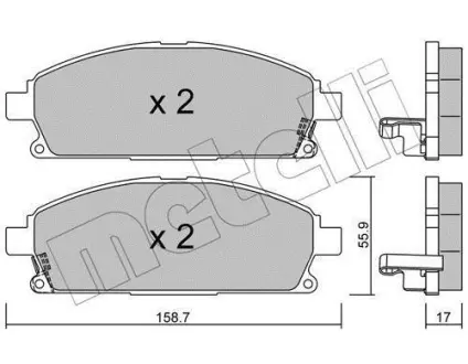 Колодки гальмівні (передні) Nissan X-Trail 01-13/Pathfinder 97-04 (з аморт. коливання) Metelli 22-0406-1