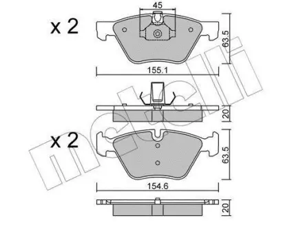 Комплект гальмівних колодок (дискових) Metelli 22-0557-3