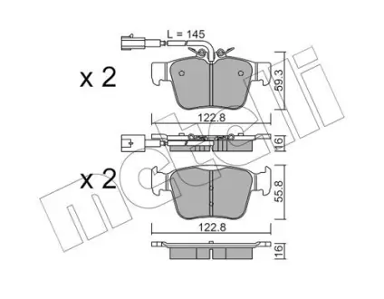 Колодки гальмівні (задні) Alfa Romeo Giulia/Stelvio/Maserati Levante Suv 15-(з датчиком) Metelli 22-1101-0