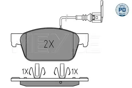 Колодки гальмівні (передні) VW T5 03-/T6 15- (з датчиком) MEYLE 025 246 2318/PD