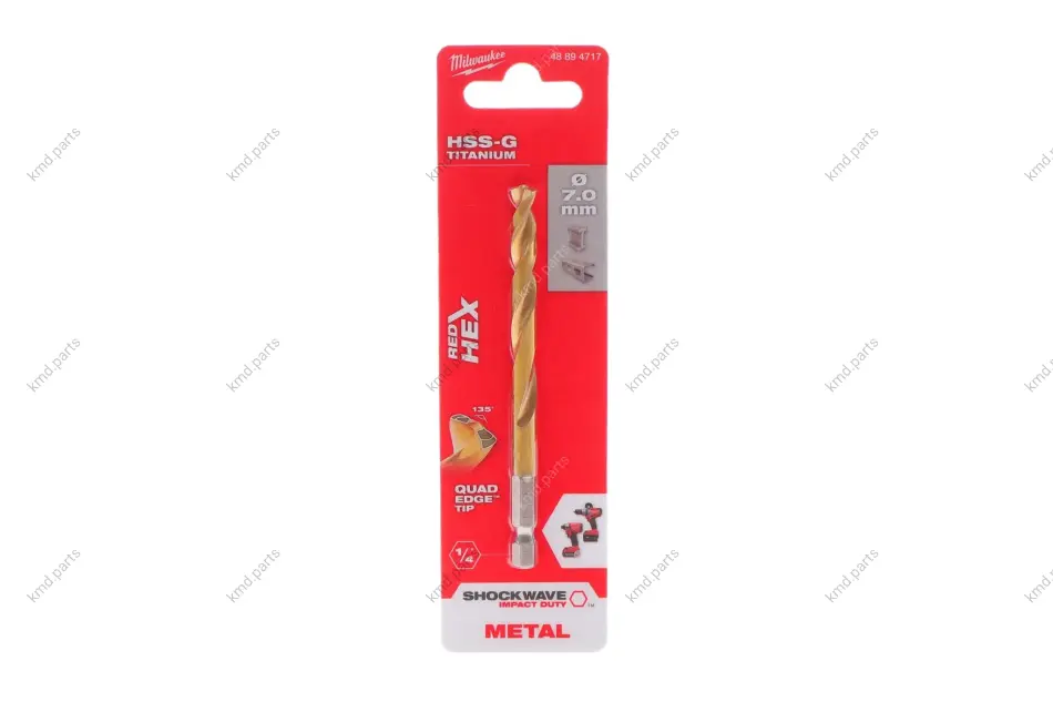 Свердло HSS-Co Ø7 мм х 109мм Shockwave HSS-G TiN Red Hex MILWAUKEE 48894717 (фото 1)