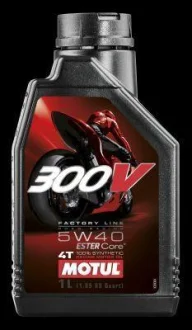 Олива для чотиритактних двигунів 300V Factory Line 5W40 1л >JASO MA2 Синтетична естерове 300VFL 5W40 1L MOTUL 104112