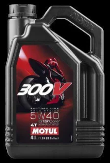 Олива для чотиритактних двигунів 300V Factory Line 5W40 4л >JASO MA2 Синтетична естерове 300VFL 5W40 4L MOTUL 104115