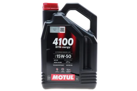 Олива 15W50 4100 Syn-nergy (4L) (API SP) (ACEA A3/B4) (113162) MOTUL 386307