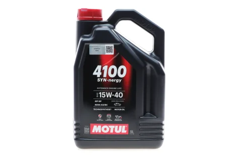 Олива 15W40 4100 Syn-nergy (5L) (API SP) (ACEA A3/B4) (113158) MOTUL 386506