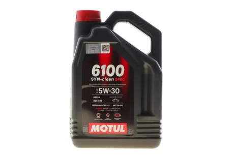 Олива 5W30 6100 Syn-clean Spec (5L) (CHRYSLER MS-11106/MB 229.51/VW 505 00/505 01) (113154) MOTUL 814351