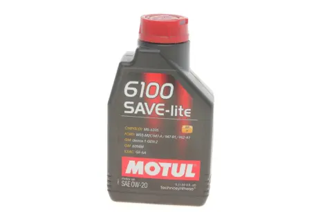 Олива 0W20 SAVE-lite SAE 6100 (1л) (dexos1/Ford 947-A) (108002) заміна на 842011 MOTUL 841211