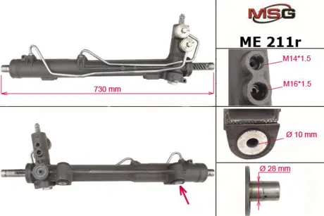Рульова рейка з ГУР відновлена Mercedes-Benz ML W163 98-05 MSG ME211R
