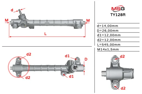 Рульова рейка без ГУР відновлена Toyota Prius 03-09 MSG TY128R (фото 1)