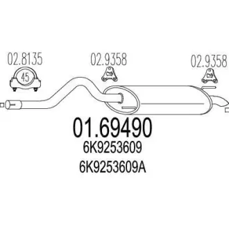 Задня частина вихлопної системи MTS 01.69490