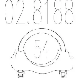 Хомут вихлопної системи U-образний (М8, Діаметр 54 мм) MTS 02.8188