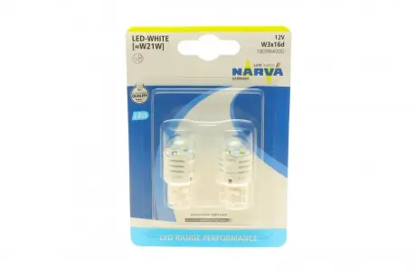 Автолампа W21W 12V 21W W3x16d (LED) (біла) (к-кт 2шт) (знято з вир-ва) NARVA 180994000
