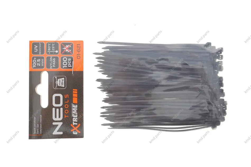 Набір стяжок пластикових EXTREME 2,5x100 мм 100 од. (чорна) NEO TOOLS 01-621 (фото 1)