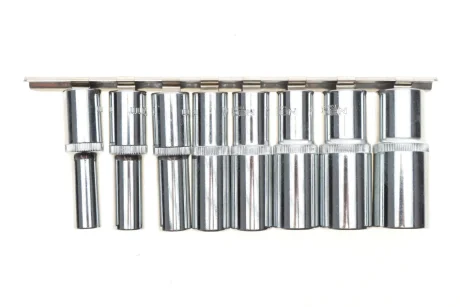 Набір головок SPLINE 1/2" 10-24 мм 8 од. Long 77 мм на планці (мультипрофіль, хромовані) NEO TOOLS 08-650