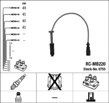 A_К-кт проводiв (RC-MB220) MB C-Class/E-Class "1,8-2,2 "93-01 ="" NGK 0755