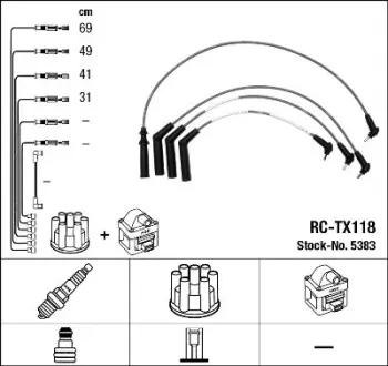 Комплект проводів запалювання TOYOTA COROLLA, STARLET 1.3 12.89-07.99 NGK5383 NGK 5383