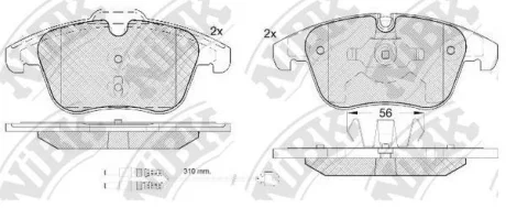 Колодки передние с датчиком Jaguar, Land Rover, Volvo, Ford, PSA NIBK NiBK PN0462W