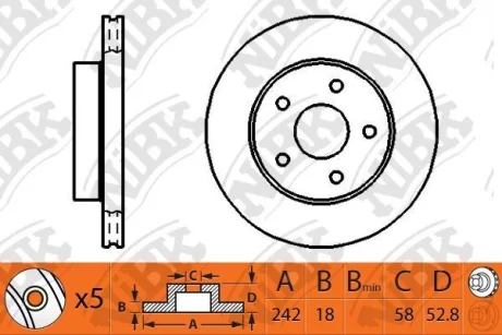 Диск тормозной передний 242мм Subaru Impreza, Legasy NIBK NiBK RN1276