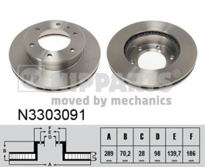 Диск тормозной передний 289mm BT50/Ranger EQ NIPPARTS N3303091