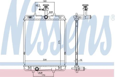 Радіатор PEUGEOT 108 (14-) 1.0 VTi NISSENS 636015