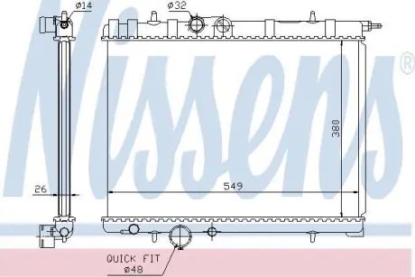 Радіатор PT 206(98-)2.0 i 16V(+)[OE 1330.59] NISSENS 63697