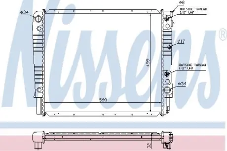 Радіатор VOLVO 940(90-)2.3 i TURBO(+)[OE 35 47 146] NISSENS 65542A
