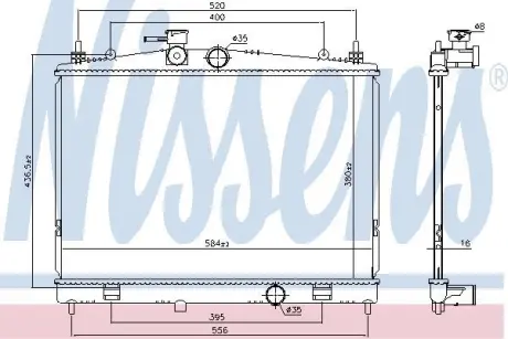 Радіатор NS JUKE(10-)1.6 i 16V[OE 21410BA60A] NISSENS 68735