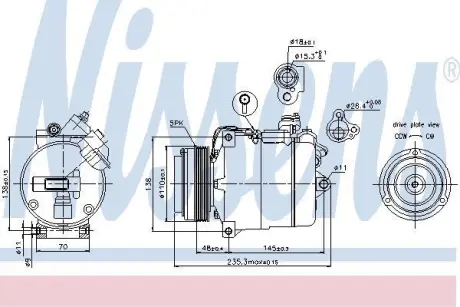 Компресор кондиціонера BMW 5 2.0 96- NISSENS 89034