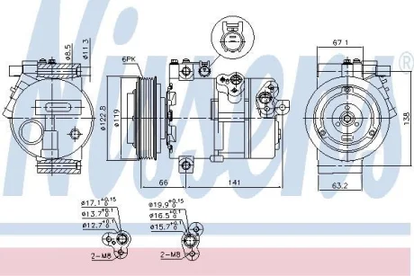 Компресор кондиціонера SORENTO II (XM) 2.0 CRDi 09-15 NISSENS 890394