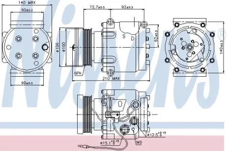 Компресор SAAB 9-3(98-)2.0 i 16V(+)[OE 4635892] NISSENS 89066