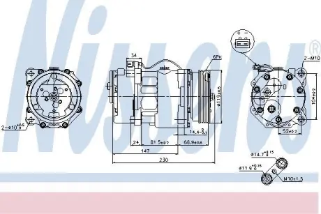 Компресор SEAT ALHAMBRA(96-)1.8 T(+)[OE 7M0820803M] NISSENS 89165