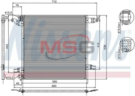 Конденсер MB ML W 163(98-)ML 230(+)[OE 163 830 01 70] NISSENS 94568