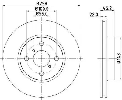 Диск гальмівний передній Toyota Yaris 1.3, 1.4 (05-) NISSHINBO ND1026K