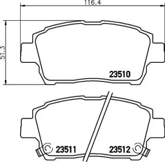 Колодки гальмівні дискові передні Toyota Corolla 1.4, 1.8 (01-07),Prius Hybrid 1.5 (03-09) NISSHINBO NP1005