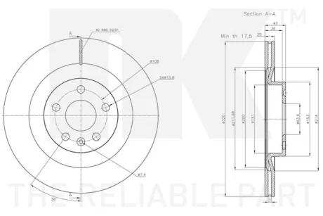 Диск гальмівний невентильований NK 314872