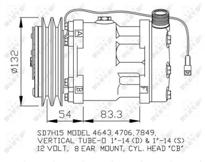 Компресор кондиціонера 12В (R134a) ALLIS CHALMERS 6670, 6680, 6690 CASE IH 70 2WD, 70 4WD, 80 2WD, 80 4WD, 90 2WD, 90 4WD, 95 2WD, 95 4WD FIAT 140-90 DT, 160-90 DT, 180-90 DT, F 100, F 110, F 115 NRF 32130