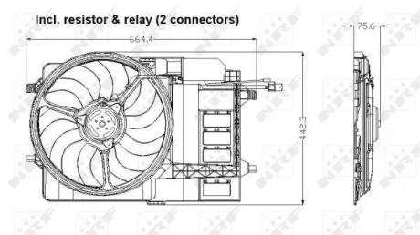 Вентилятор радіатора Mini Cooper/One 1.6 01-06 (з дифузором) NRF 47302