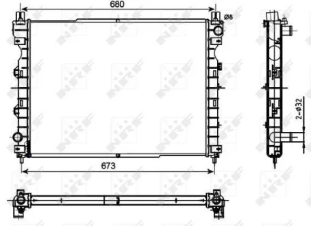 Радіатор охолодження LAND ROVER Freelander 2.0D 00- (вир-во) NRF 53096